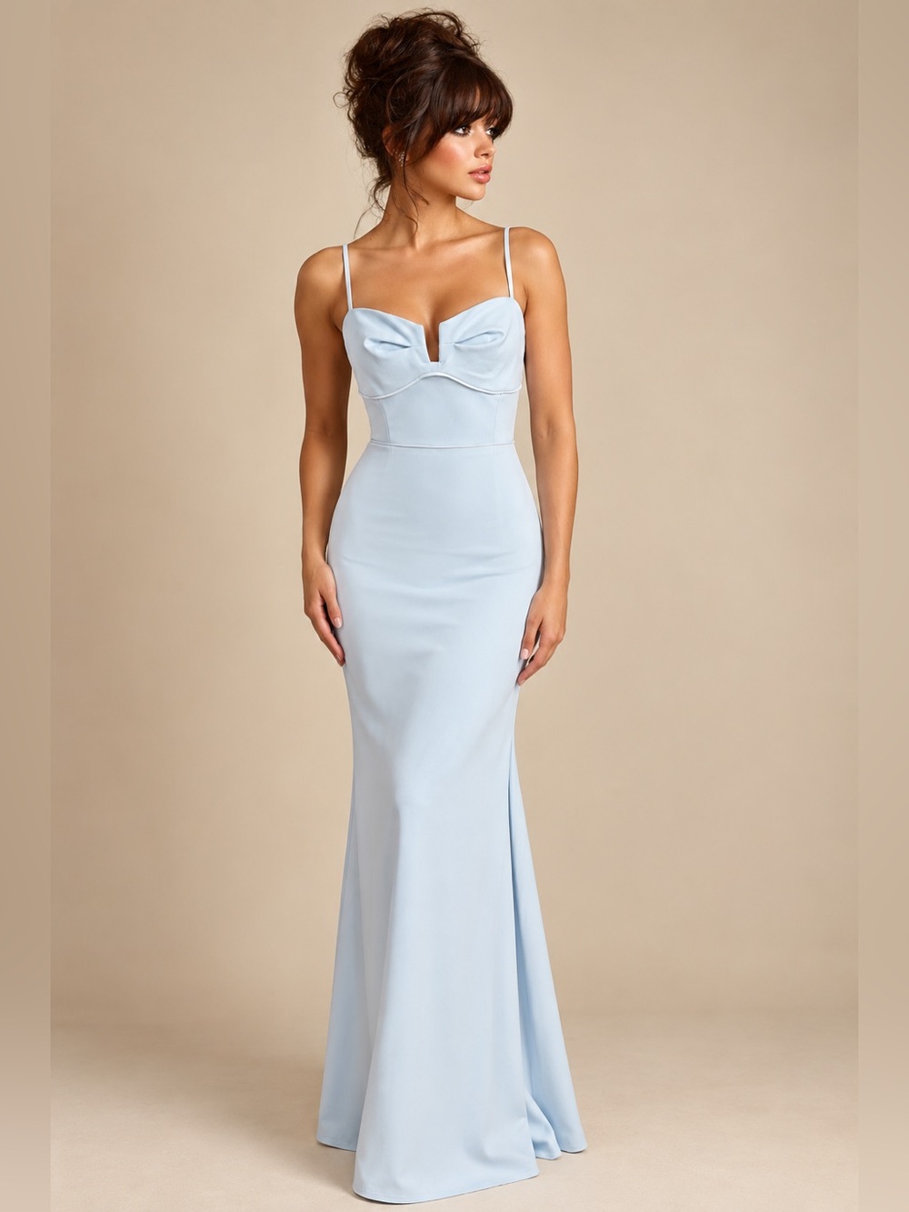 NWT-Romantic Existence Light Blue Column Maxi Dress